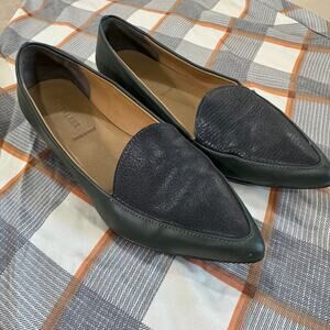 Everlane Women's Black and Green Italian Leather Flats The Modern Point SZ 8.5